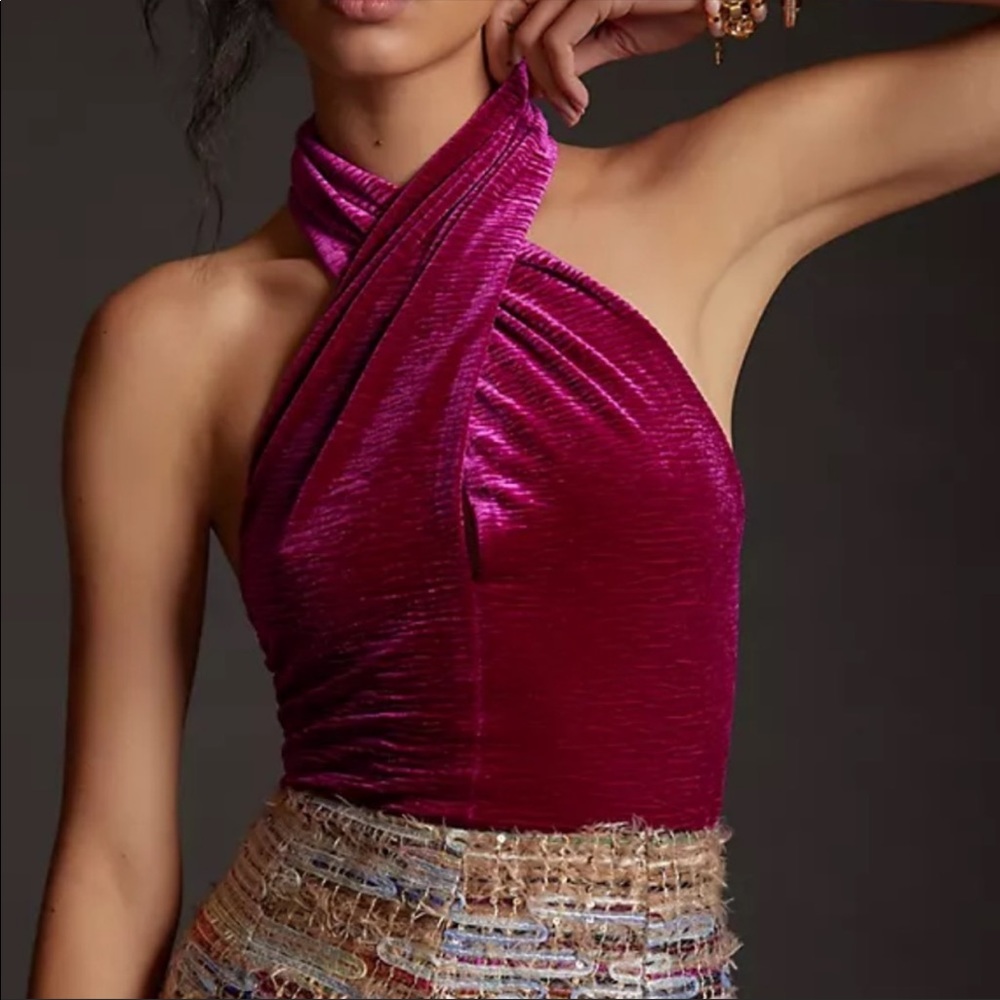 Dolan Anthropologie Left Coast Velvet Halter Tank Size Xlarge